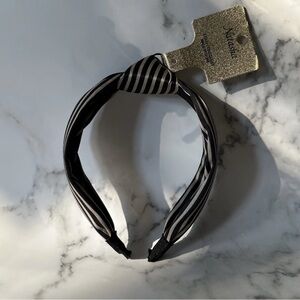 NATASHA Womens Black & Tan Striped Fabric Headband Twist Knot Top NWT